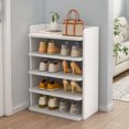 thumbnail image 2 of LA TALUS Sturdy Shoe Rack Stable Minimalistic Narrow Three-dimensional Density Board Layered Partition Shoes Organizer Home Furniture White One Size, 2 of 11