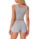 thumbnail image 3 of INSPIRE CHIC Conjunto de Pijamas de Dos Piezas para Mujeres, Top de Tirantes de Punto Acanalado con Pantalones Cortos, Color Gris, 3 of 5