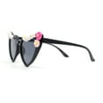 thumbnail image 3 of Girls Child Size Flower Girl Beads Cat Eye Heart Shape Plastic Sunglasses All Black, 3 of 4