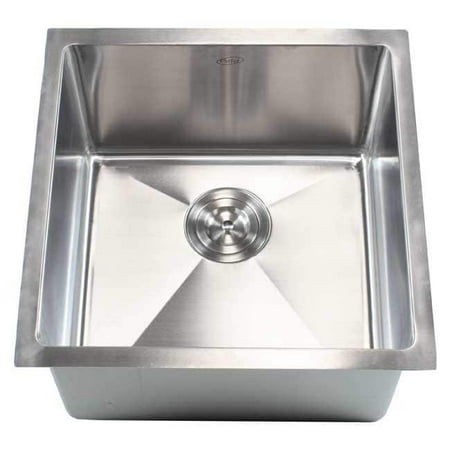 Contempo Living Inc 18 Inch 15 Millimeter Radius Stainless Steel Single Bowl Undermount Kitchen Island Bar Sink