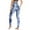 Blue, variant on KDFJPTH Women Print High Waist Casual Ankle Slim-Leg Leggings