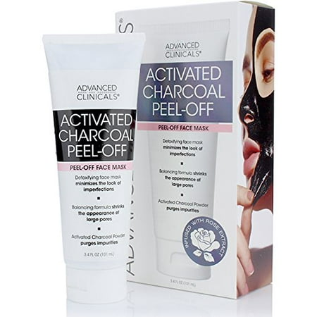 Advanced Clinicals Activated Charcoal Peel Off Face Mask for Large Pores, and Oily Skin. Tightens and Firms skin with Tea tree oil, Witch Hazel and natural extracts. 3.4oz (Best Peel Off Mask For Large Pores)