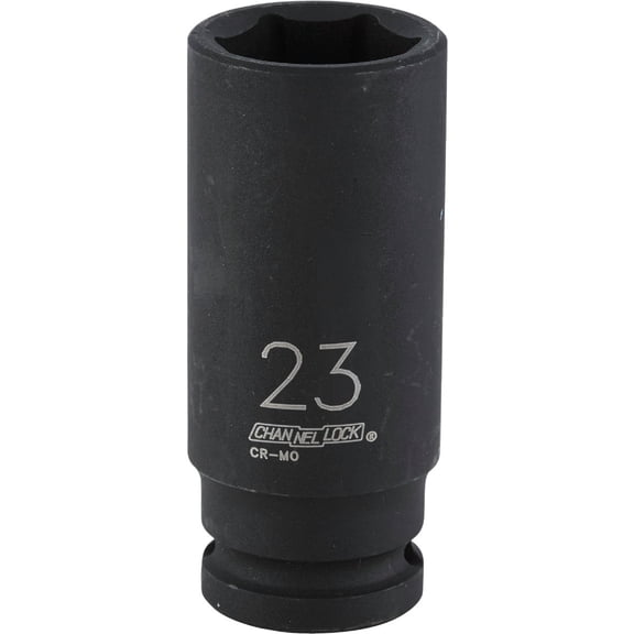 Channellock 1/2" Drive 23 mm 6-Point Deep Metric Impact Socket