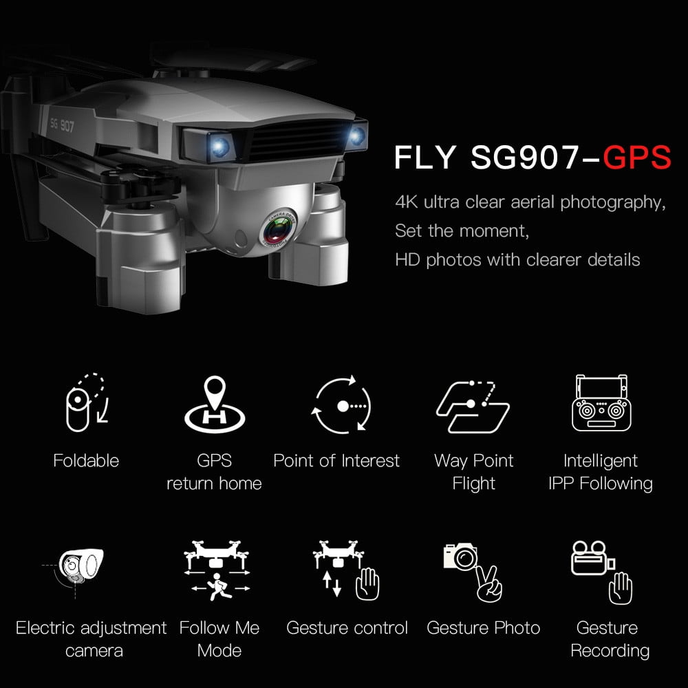 belastning katalog Objector SG907 GPS Drone with 4K HD Dual Camera WIFI FPV RC Quadcopter Foldable Drone  - Walmart.com