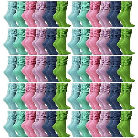 

60 Pack SOCKS NBULK Womens Cotton Slouch Socks Ladies Scrunchy Slouchy Boot Socks (Nature Colors)
