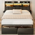 Satifur Full Size Bed Frame with 49.2" High LED Storage Headboard Shelf