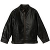 Momo Grow Big Boys Black Faux Leather Motorcycle Jacket (XS & XL)