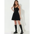 thumbnail image 5 of DARING DIVA Wide Strap Lace-up Sleeveless Cami Fit & Flare Dress M Black, 5 of 6