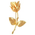 thumbnail image 1 of Elegante broche de rosa bañado en oro para traje de hombre. Amarillo dorado, 1 of 9
