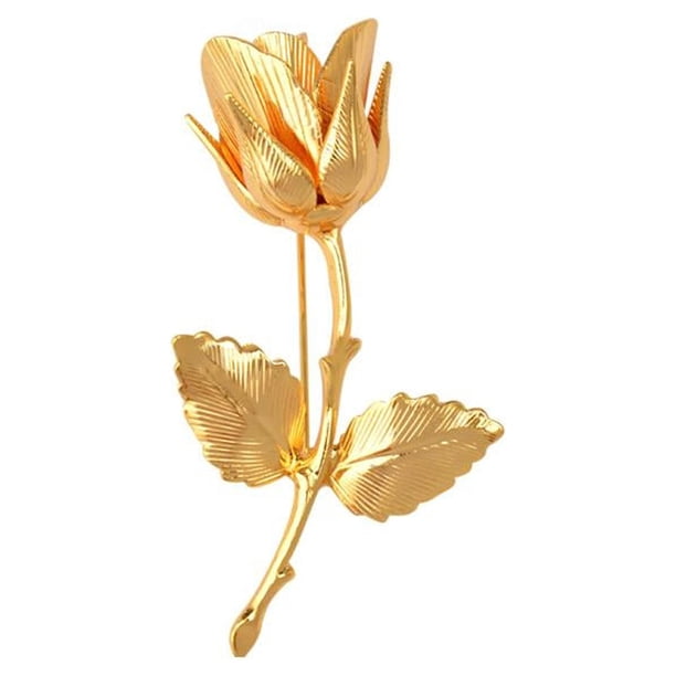 Elegante broche chapado en oro de 24k con forma de rosa, ideal como regalo para hombre o para disfraces - Dorado Amarillo dorado