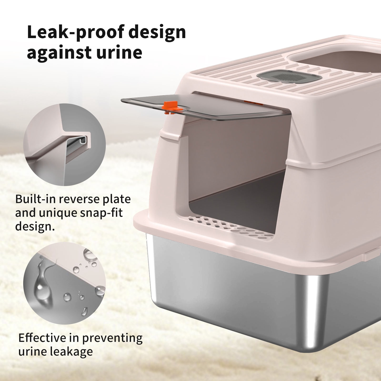 Fully Enclosed Stainless Steel Cat Litter Box, Odor-Proof, Anti-Leak & Anti-Splash, 3 Modes Convertible with Step Footrest, Easy Clean for Indoor Cats, Silver