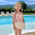 thumbnail image 4 of NAISIBABY Girls Swimsuit Skirt with Swim Cap 6T, Quick Dry Ruffle Mesh Cute Bow Summer Beach Princess Bathing Suit Pink, 4 of 8