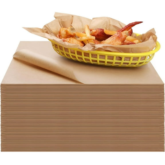 NOGIS 100 PCS Wax Paper Sheets 10x10 Inch, Unbleached Wax Paper Sheets for Food, Grease Resistant Sandwich Wrapping Paper for Cookies, Burger, Kitchen Cookingk and BBQ (Brown)