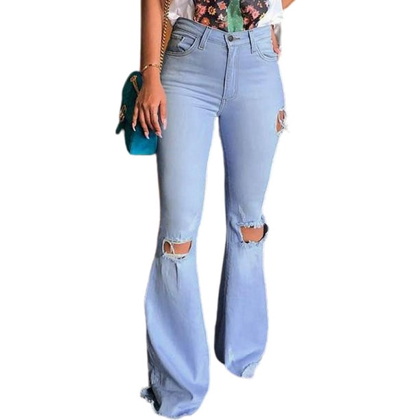 LilyLLL - LilyLLL Womens Bootcut Jeans Bell Bottoms Flare Ripped Skinny ...