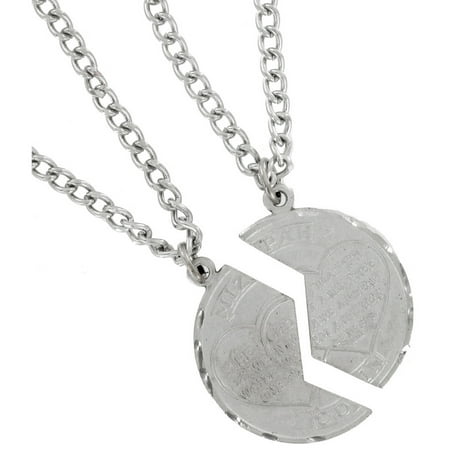Metal Coin Pendant - Silver Tone Jewish Mizpah Coin Bond Pendant Necklaces Set