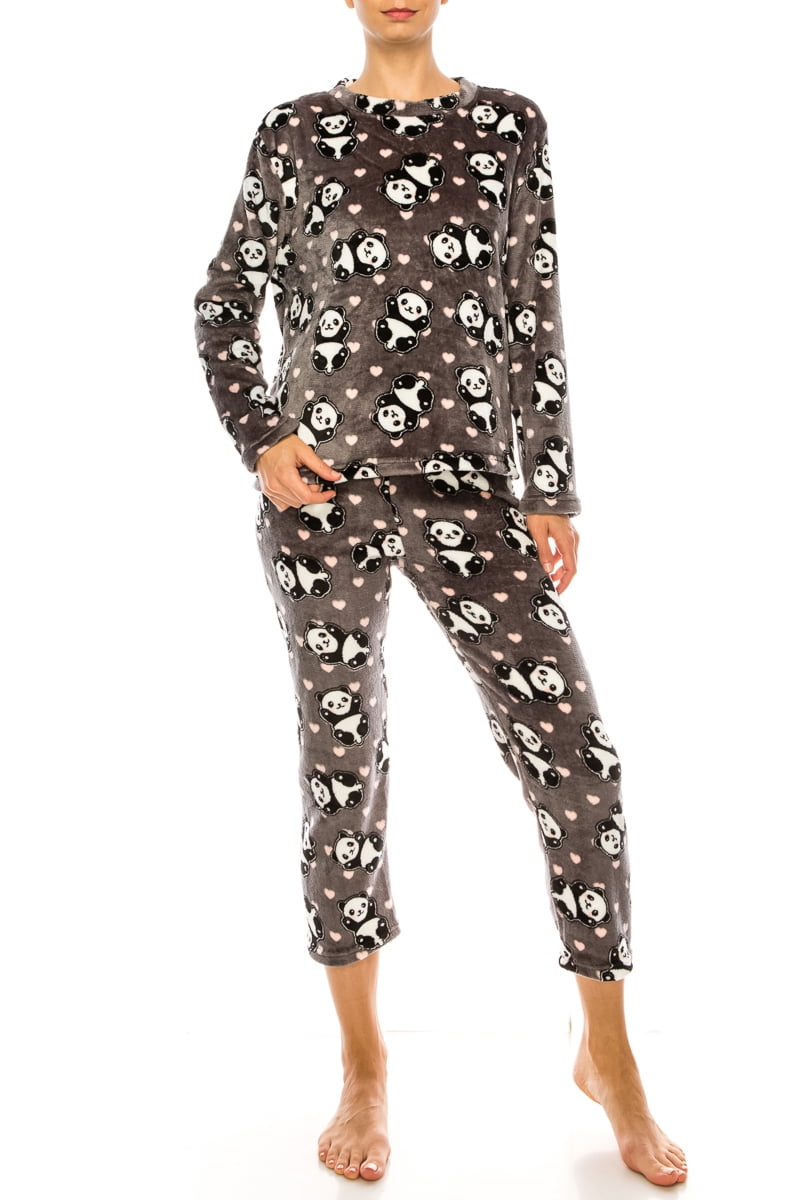 Womens Fleece Pajama Set Pullover Warm Pajamas for Winter