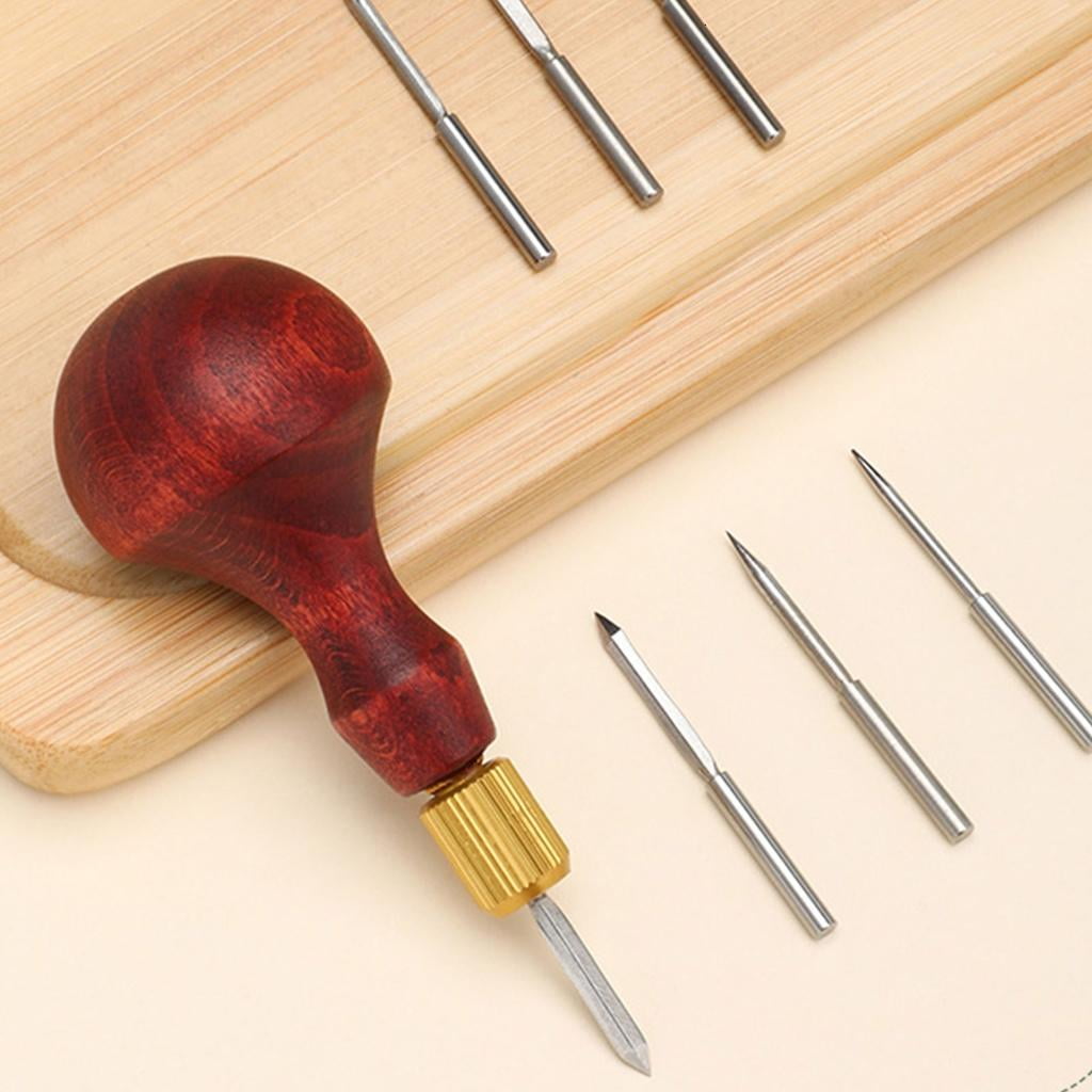 YIEMEEN 8 in 1 Awl Tool Set Leather Stitching Sewing Awl with Wood Handle for Craft
