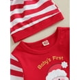 thumbnail image 5 of Newborn Baby My First Christmas Outfit Boy Girl 3 6 12 18 Months Santa Claus Long Sleeve Jumpsuit Romper with Hat 2Pcs Clothes Set, 5 of 7