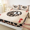thumbnail image 5 of Erosebridal Leopard Print 8 Ball Playing Card Print Full Size Sheets, Sports Monogram Bed Sheets for Kids Boys and Girls, 1 Flat Sheet, 1 Fitted Sheet and 2 Pillowcases, 5 of 6