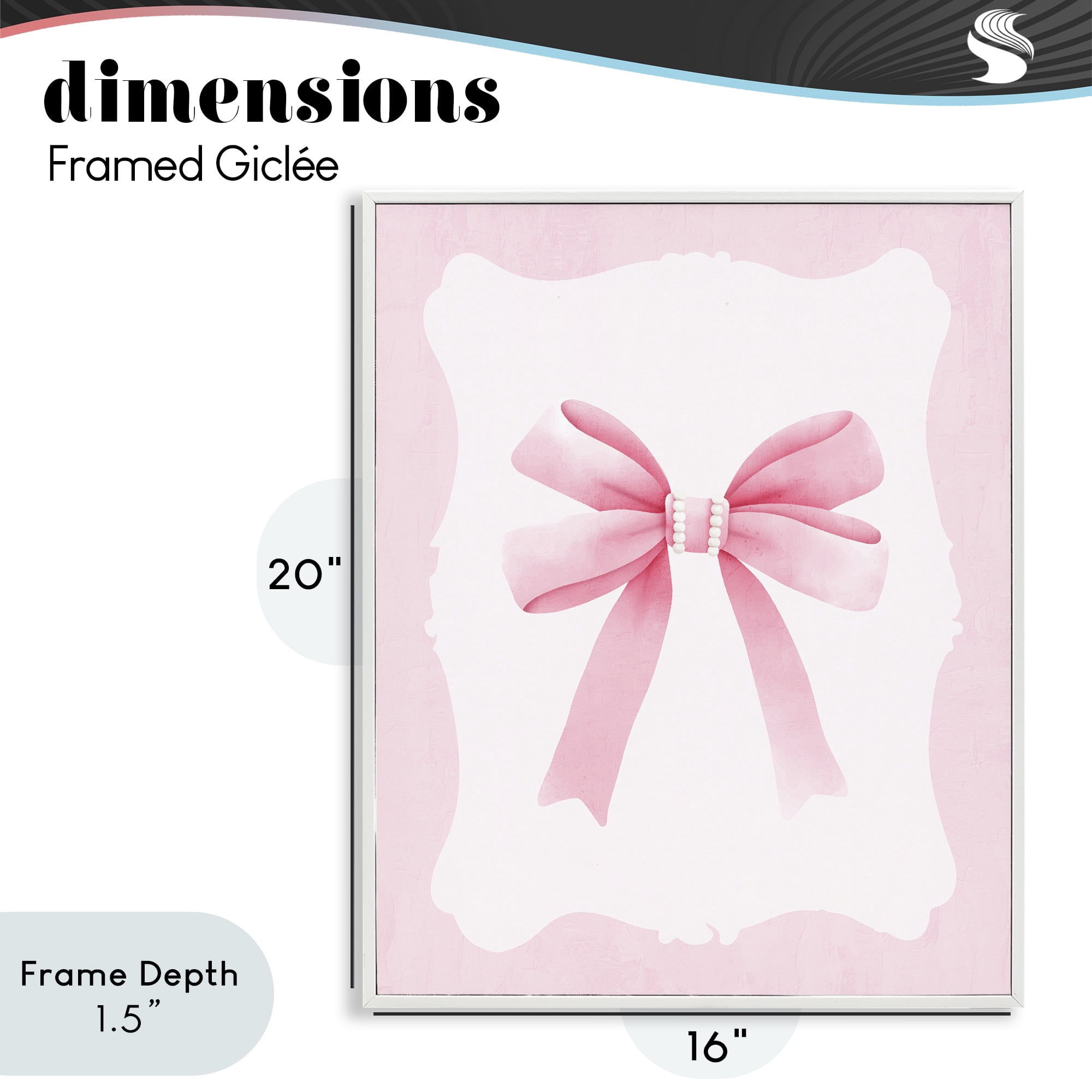 Stupell Industries Feminine Bow with Pearls White Framed Giclee Art, design by Kim Allen
