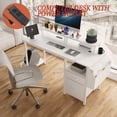 thumbnail image 4 of 47.3" Computer Desk Office Desk Study Table Workstation with 2 Drawers and Side Pocket Home Office Furniture for Home Office,White, 4 of 7