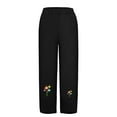 thumbnail image 5 of Women's Elastic Waist Wide Leg Pants Cute Graphic Printed Tulip Hem Cotton Linen Pant with Pockets Winter Loose-Fit Casual Trousers, 5 of 5