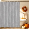 thumbnail image 4 of Light Gray Shower Curtain Set - Extra Long 72" x 96" Washable Bathtub Curtain with 12 Hooks, Modern Minimalist Vertical Stripes Linen Texture Waterproof Fabric Stall Shower Curtains for Bathroom, 4 of 8