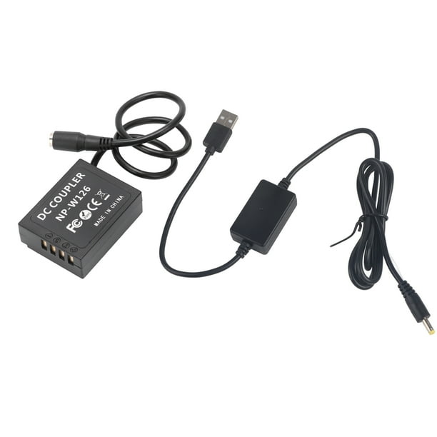 Adaptador de corriente con acoplador de CC y batería ficticia NP‑W126 con cable de unidad USB para Fujifilm XT2 XT3 XT20 XH1 XT20 X100F