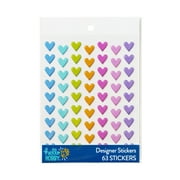 Hello Hobby Multicolor Hearts Designer Stickers, 63 Count