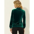 thumbnail image 4 of DARING DIVA Women's Office Pocket Front Long Sleeve Button Down Velvet Shirt L Dark Green, 4 of 5