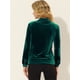 thumbnail image 4 of INSPIRE CHIC Blusa de manga larga con bolsillo delantero y cuello de punta para mujer, camisa de terciopelo de trabajo con botones Verde oscuro XL, 4 of 5