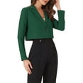 thumbnail image 4 of Allegra K Women's Long Sleeve Open Front Notched Lapel Business Cropped Blazer Jackets L Dark Green, 4 of 6