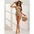 thumbnail image 5 of DARING DIVA Women's Tropical Print Halter Bikini Sets, 2 Pieces Swimwear XS Green, 5 of 6