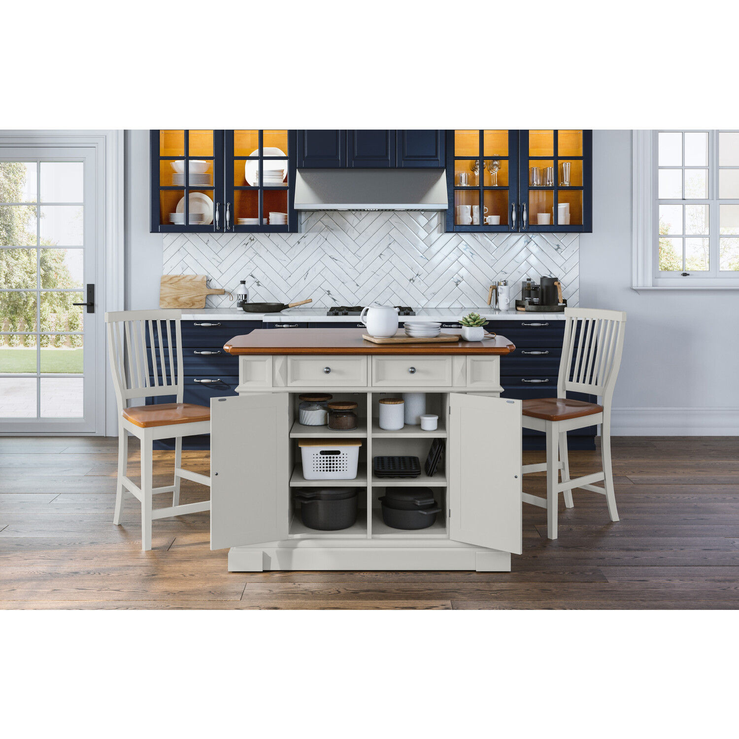 Homestyles Americana Wood Kitchen Island Set in Off White - image 5 of 7
