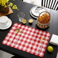 thumbnail image 3 of Red White Plaid Placemats Set of 8, Modern Farmhouse Buffalo Check Gingham Placemats for Dining Table, Place Mats for Kitchen Tabletop, Waterproof Wipeable Dining Table Mats Set, 3 of 9