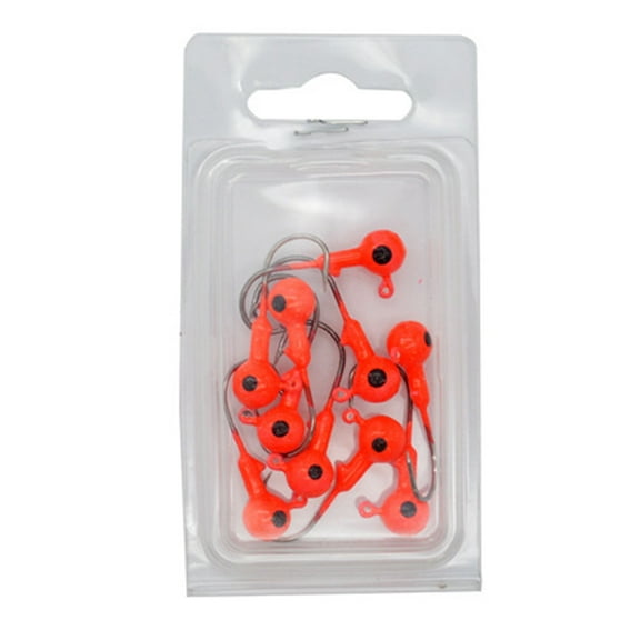 BE-TOOL 10PCS Nonlead Fishing Lure Hooks Fish Head Shape Fishing Lures with Barbed Hooks (Red, 1.75g)