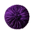 thumbnail image 2 of KITTEHIGM Ruched Velvet Round Throw Pillow with Rosette Center Pleated Circle Decorative Cushion in Multicolor Solid Velvet Accents for Sofa Bed Home Decor, 2 of 6