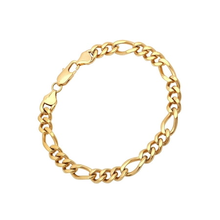 Men's Gold-Tone Stainless Steel Figaro Bracelet 8.5