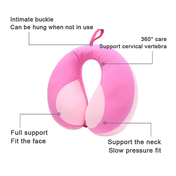 Almohada para el cuello de viaje para niños en forma de U - reposacabezas de partículas de burbujas, asiento de coche para bebé, reposacabezas para asiento de coche, almohada para cochecito, rosa ZefeiWu 9024735313359