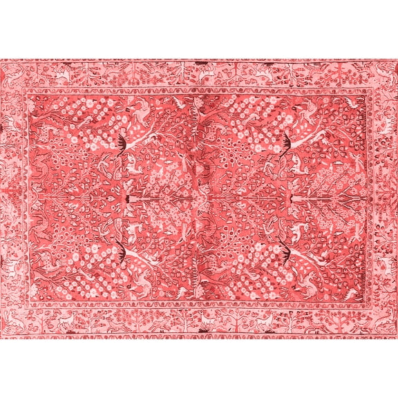 Ahgly Company Indoor Rectangle Animal Red Traditional Area Rugs, 2' x 4'