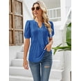 thumbnail image 6 of ZHENWEI Womens V Neck Puff Short Sleeve Pleated T Shirts Fashion Summer Tops Casual Tunic Blouse, 6 of 8