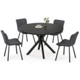thumbnail image 2 of 47 Inch Round Dining Table for 4-6 People, Mid Century Modern Kitchen Table with Sturdy Base, Wood Dining Table for Kitchen Dining Room (Black), 2 of 6