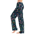thumbnail image 2 of Women's Soft Comfortable Plush Casual Pyjama Bottoms with Merry Christmas Snowflake and Tree Print, Home Sleep Pants for Winter Wear, Cozy Lounge Pants and Indoor Use, Navy, XL, 2 of 5