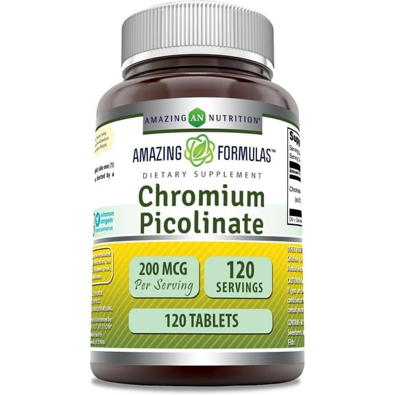 Amazing Formulas Chromium Picolinate 200 Mcg Per Serving 120 Tablets Supplement | Non-GMO | Gluten Free |