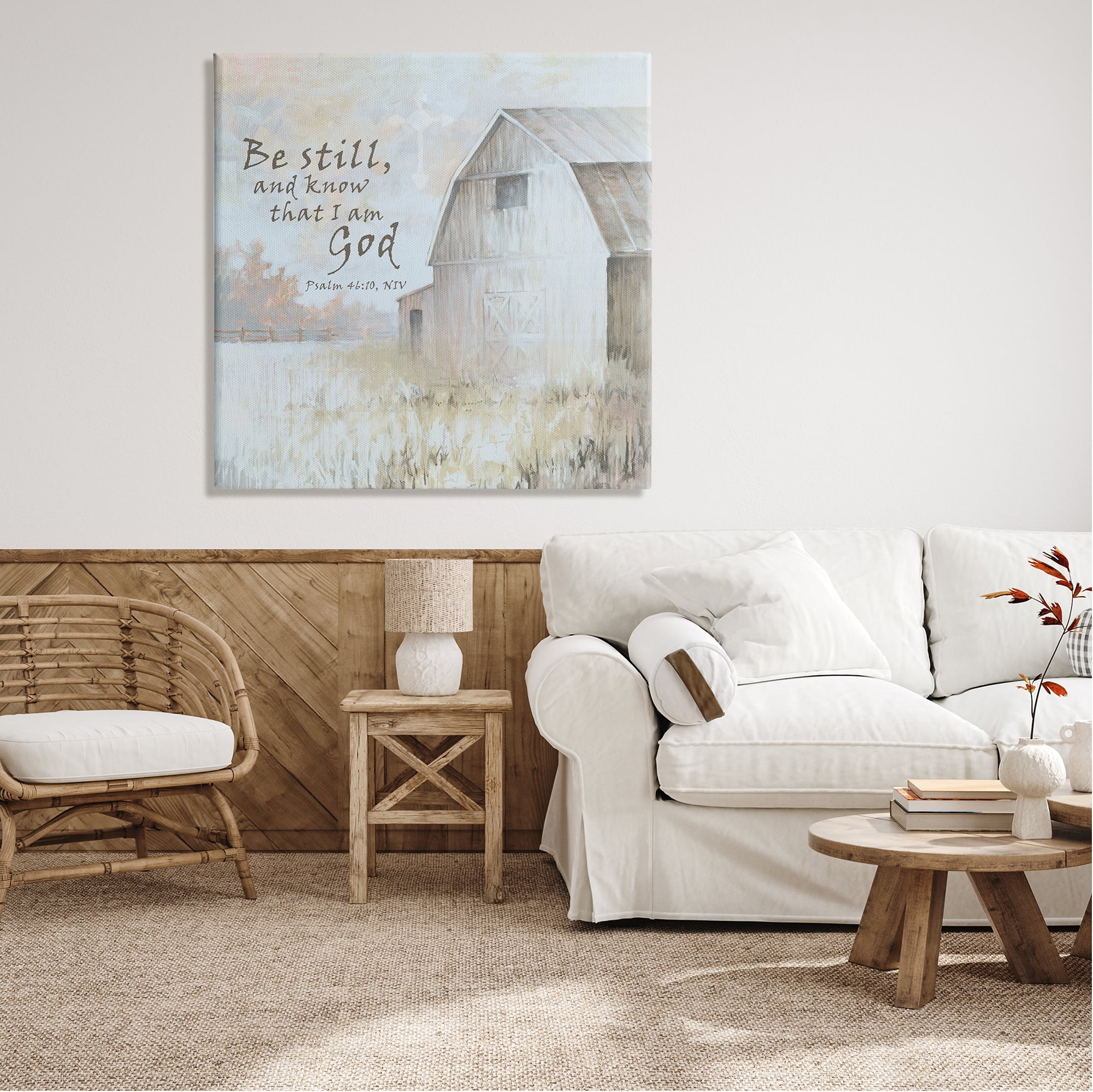 Stupell Industries Religious Psalm Verse Rural Country Barn Farmland Graphic Art Gallery Wrapped Canvas Print Wall Art, Design by White Ladder