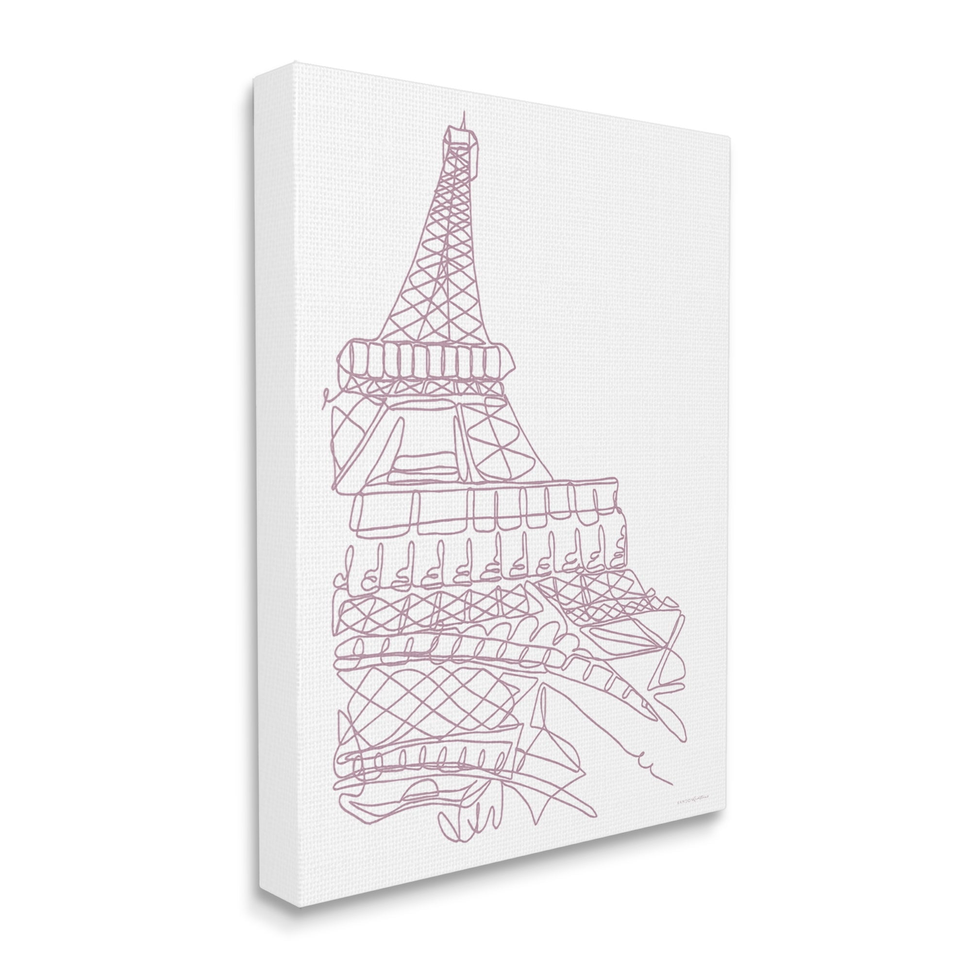 Stupell Industries Single Line Eiffel Tower Illustration Modern Minimal Architecture Graphic Art Gallery-Wrapped Canvas Print Wall Art, 24x30, by Kamdon Kreations