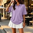 thumbnail image 2 of Garbnen Short Sleeve Polo Shirt Women Collared Button V Neck T Shirts Women Side Slit Casual Lightweight Dressy Woman Golf Shirt with Pocket Purple XL, 2 of 9