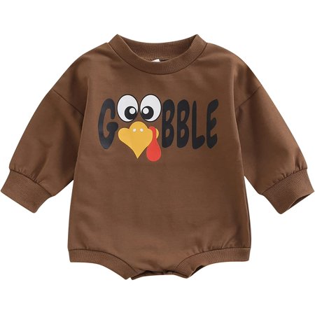 

PIKADINGNIS Newborn Baby Girl Boy Thanksgiving Clothes Turkey Print Long Sleeve Sweatshirt Romper Jumpsuit Oversized Fall Outfits