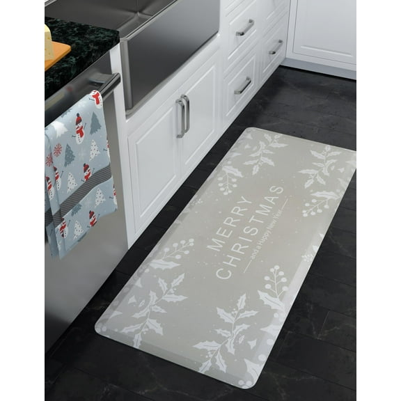 Unique Loom Comfort Mat Collection - Holidays (2' x 3' Rectangle Gray/Ivory)