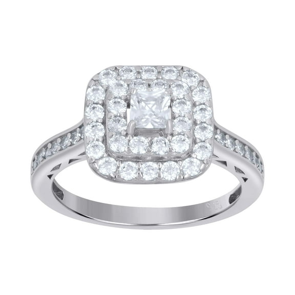 925 Sterling Silver Womens Princess-Cut Solitaire Cubic-Zirconia Square Head Engagement Ring Size 6